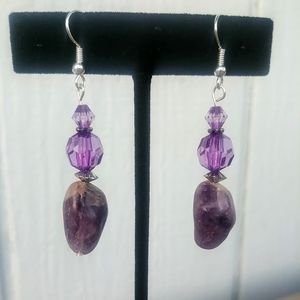 Amethyst Purple Beaded Dangling Earrings